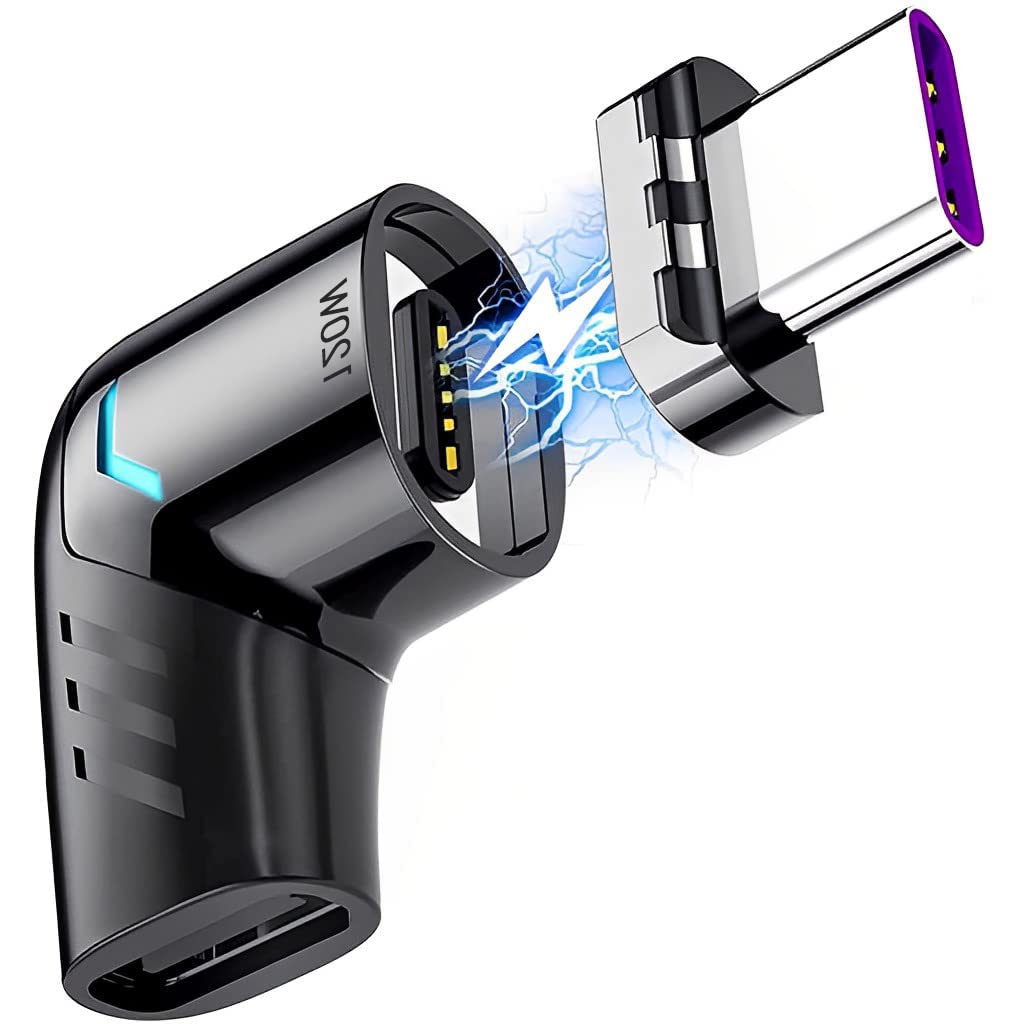 Verilux Type C Adapter Right Angle Magnetic 90 Degree USB C Adapter Type C Connector with PD 120W Fast Charge, 480Mbps Data Transfer for MacBook Pro/Air and USB C Smartphone, Laptop, Tablet Black Verilux Type C Adapter Right Angle Magnetic 90 Degree USB C Adapter Type C Connector with PD 120W Fast Charge, 480Mbps Data Transfer for MacBook Pro/Air and USB C Smartphone, Laptop, Tablet Black